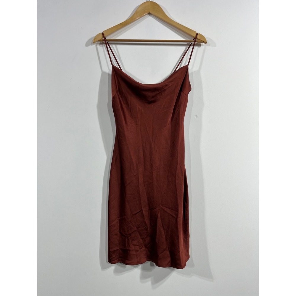 Express Y2K Cowl Neck Fairy Mini Slip Dress XS Brown 90 Minimalist Feminine Hoco